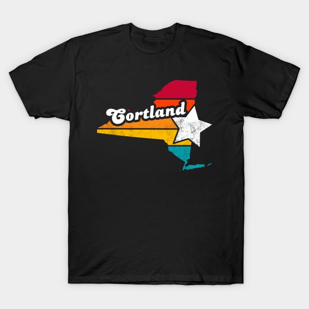 Cortland New York Vintage Distressed Souvenir T-Shirt by NickDezArts